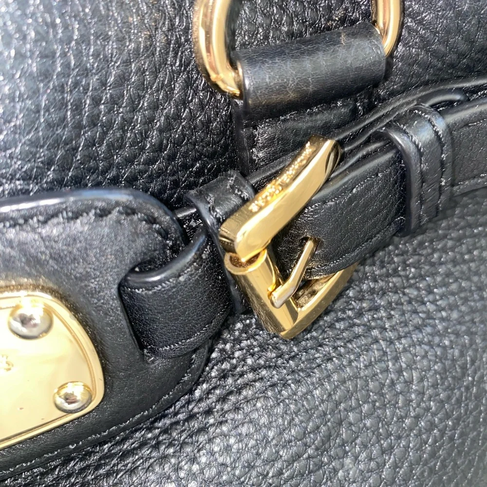 Michael‎ Kors Hamilton Black Satchel with Gold Accents - Picture 3 of 6
